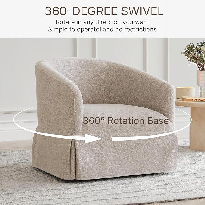 Swivel Accent Chair, 360 Degree Performance Fabric Armchair Modern Barrel - Image 4