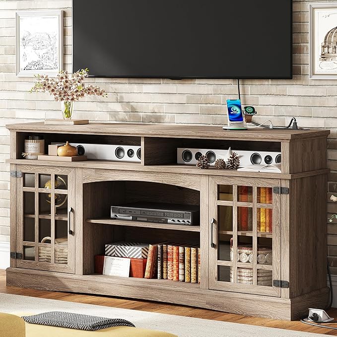 IRONCK Farmhouse TV Stand for 65 Inch TV, 32“Tall Entertainment Center by IRONCK