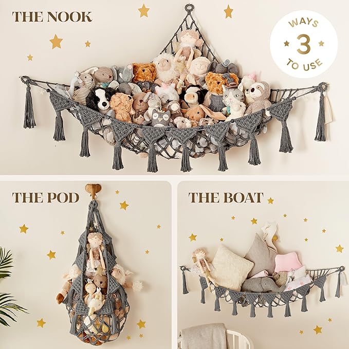 Macrame DreamLights Boho Stuffed Animal Storage Net or hammock Extra Large - Image 6