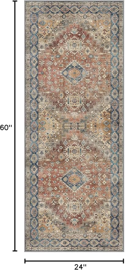 GENIMO Runner Rug 2x5 Non Slip Machine Washable Vintage Hallway Runner Rug - Image 2