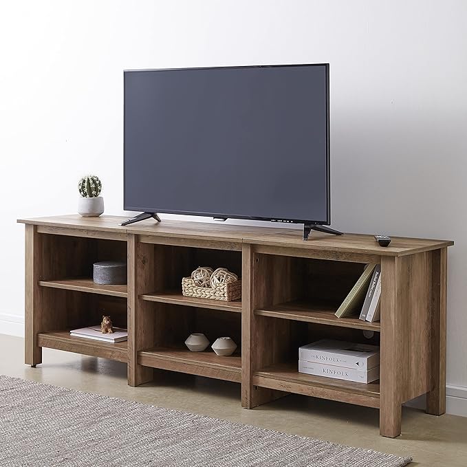 ROCKPOINT 70inch TV Stand Storage Media Console Entertainment Center, Rustic Oak - Image 5