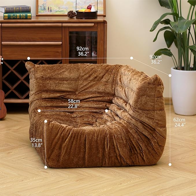 N&V Soft Premium Chenille Floor Lounge Chair, Mid Century Armless Floor Sofa - Image 2