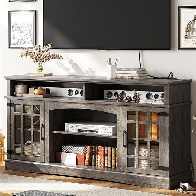 IRONCK Farmhouse TV Stand for 65 Inch TV, 32“Tall Entertainment Center by IRONCK