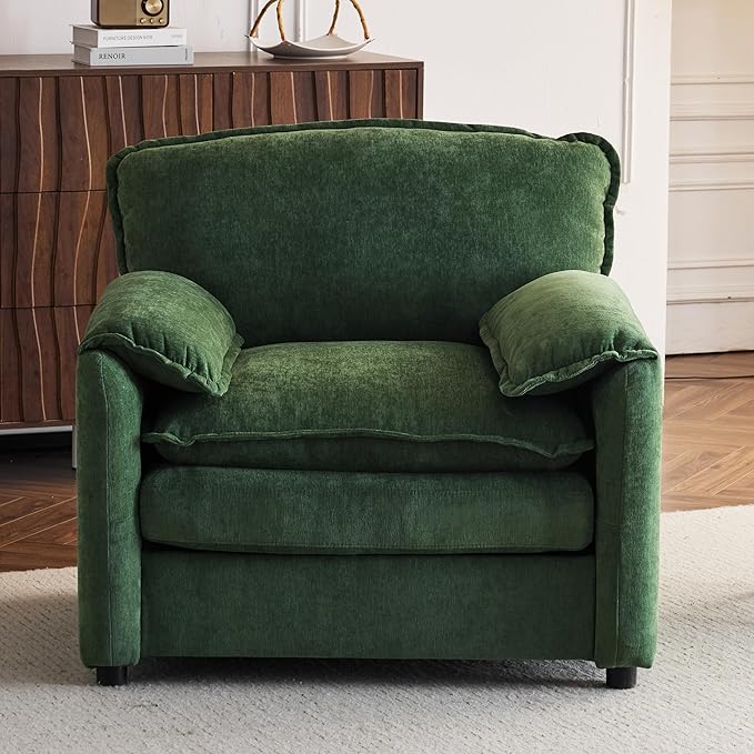 Ball & Cast 38" Oversized Chenille Lounge Chair, Reading Armchair - Image 3