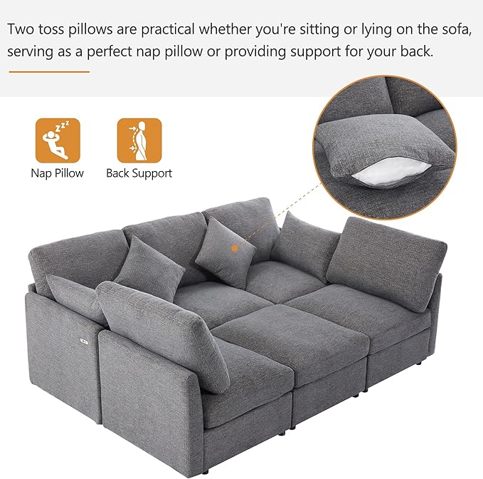 Ball & Cast Oversize Modular Sectional Sofa, 85.4" 5-Seater Couch - Image 7