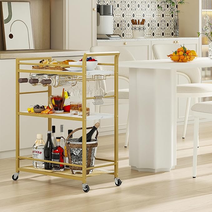 3 Tier Bar Cart, Home Bar Serving Cart - Image 2