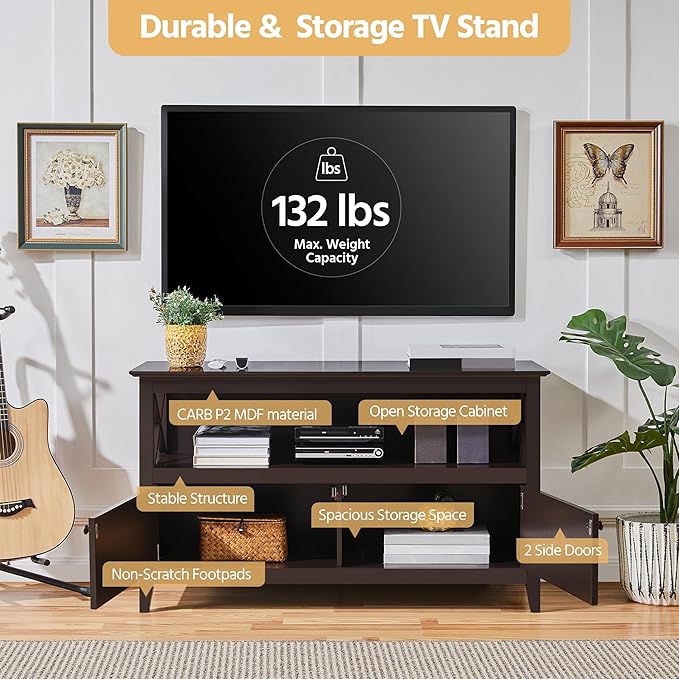 Yaheetech Wooden TV Stand for TVs Up to 48 inch, Media Entertainment Center - Image 5