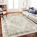 Area Rug 6'x9' Washable Vintage Floral Khaki Traditional Floor Cover Thin Retro by CHAMPLANT