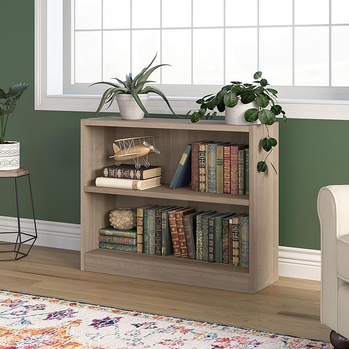 Bush Furniture Universal Small 2 Shelf Bookcase in Ash Gray - Image 2