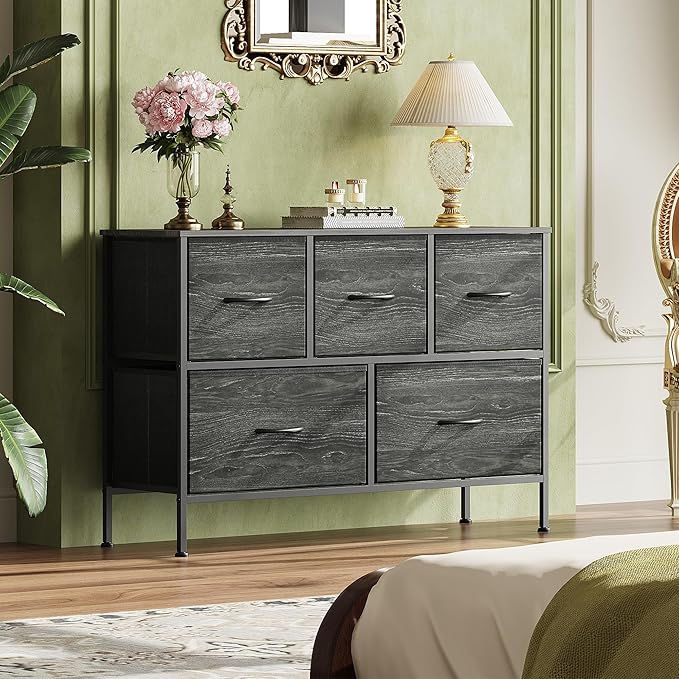WLIVE Dresser for Bedroom with 5 Drawers, Long Storage Dresser, Fabric Dressers - Image 2