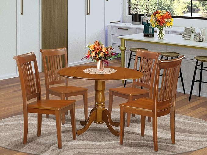 East West Furniture DLPO5-SBR-W 5 Piece Kitchen Table & Chairs Set Includes a - Image 2
