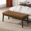 End of Bed Bedroom Bench, Faux Leather Upholstered Tufted Bench by Befurtori