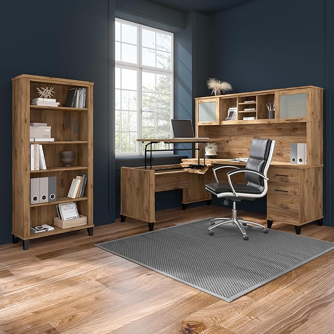Bush Furniture Somerset 5 Shelf Bookcase in Fresh Walnut, Tall Bookshelf - Image 4