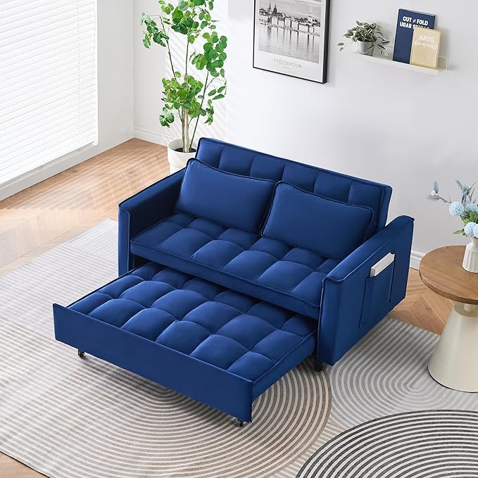 Ball & Cast 3 in 1 Convertible Sleeper Sofa Bed, Velvet Futon Couch - Image 6
