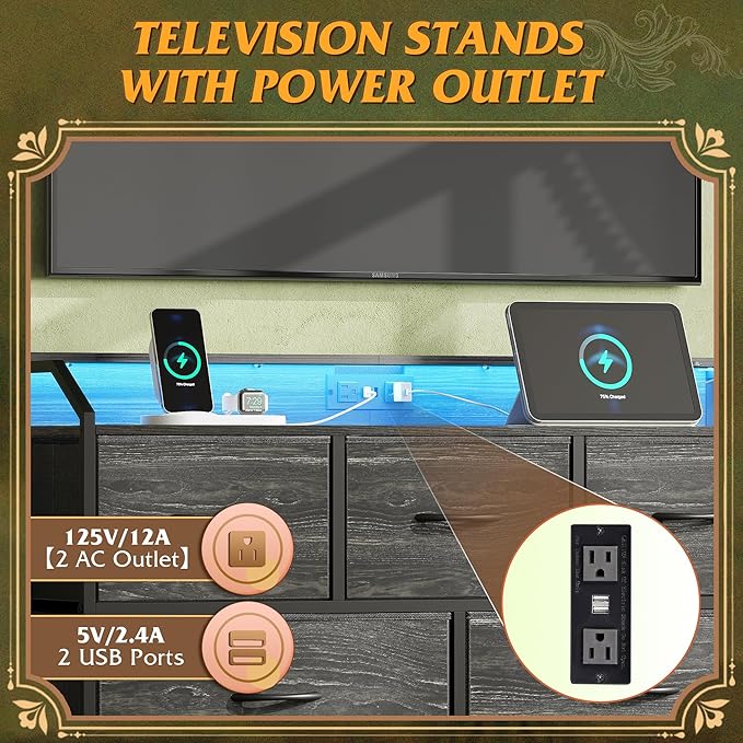 WLIVE Led Dresser for Bedroom, TV Stand for Bedroom - Image 7