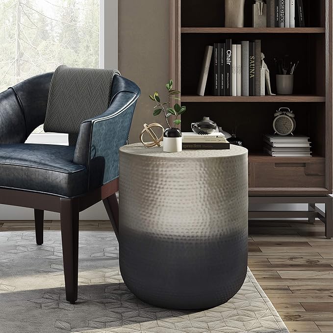 SIMPLIHOME Nova Boho 19 Inch Wide Metal Side Table in Silver Ombre, Fully - Image 2