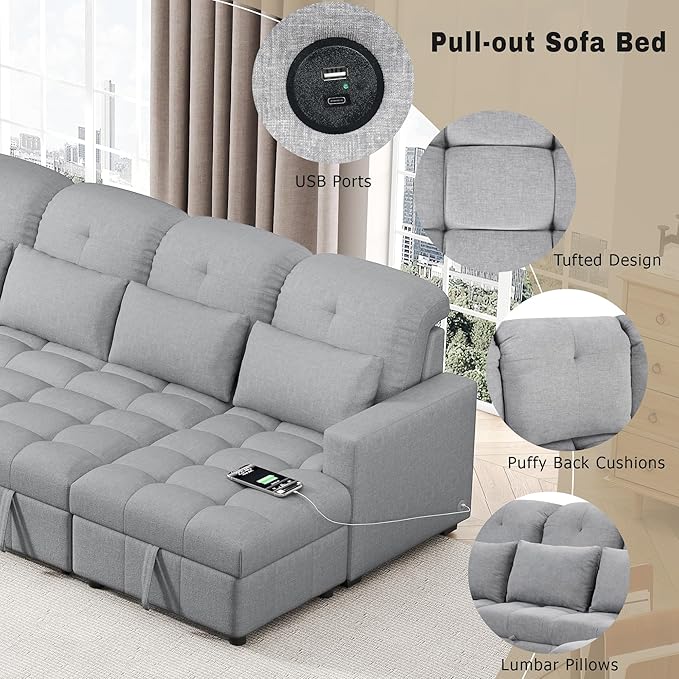 Ball & Cast 110.2" Oversized Versatile Sectional Sleep Sofa - Image 10