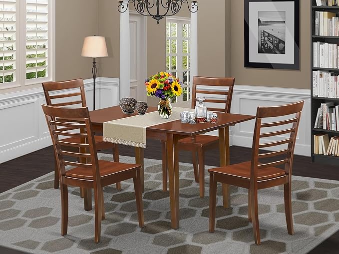 East West Furniture NOML5-MAH-W 5 Piece Dining Set Includes a Rectangle Dining - Image 2