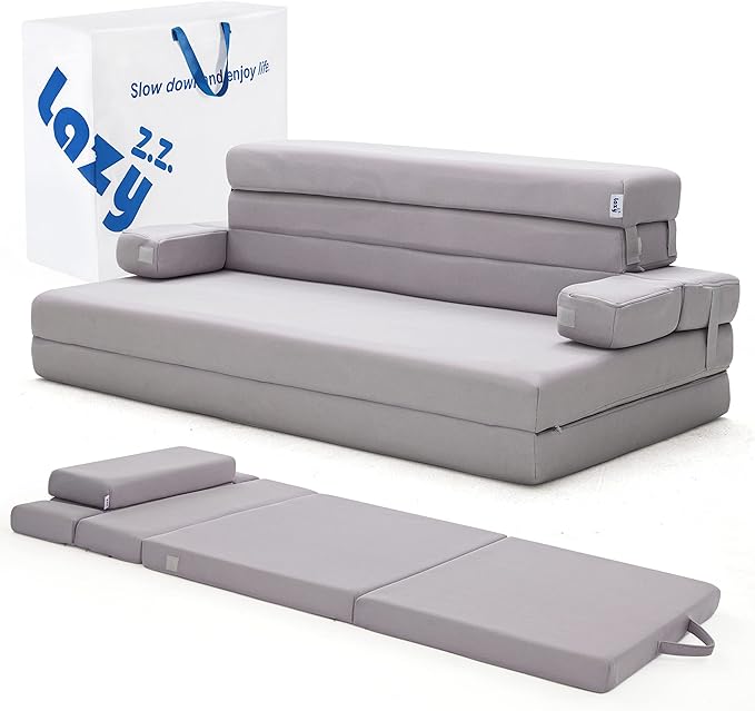 Sleep 4 Inch Foldable Mattress, Portable Floor Mattress Couch by Lazyzizi