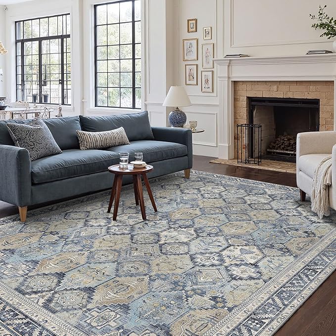 GENIMO 3x5 Area Rugs for Living Room, Machine Washable Non Slip Vintage Rugs by GENIMO