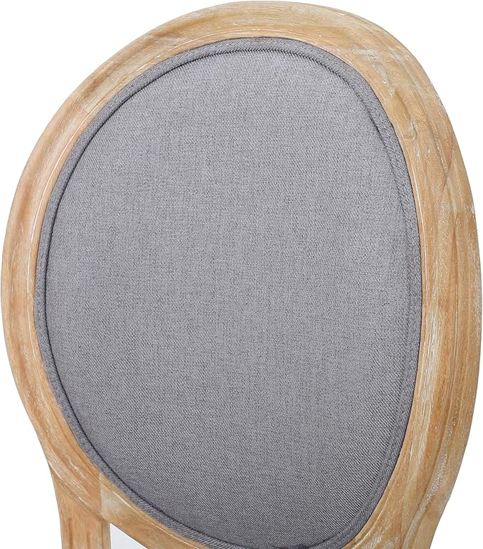 GDFStudio Hedwig French Country Fabric Dining Chairs, Light Gray + Natural - Image 13