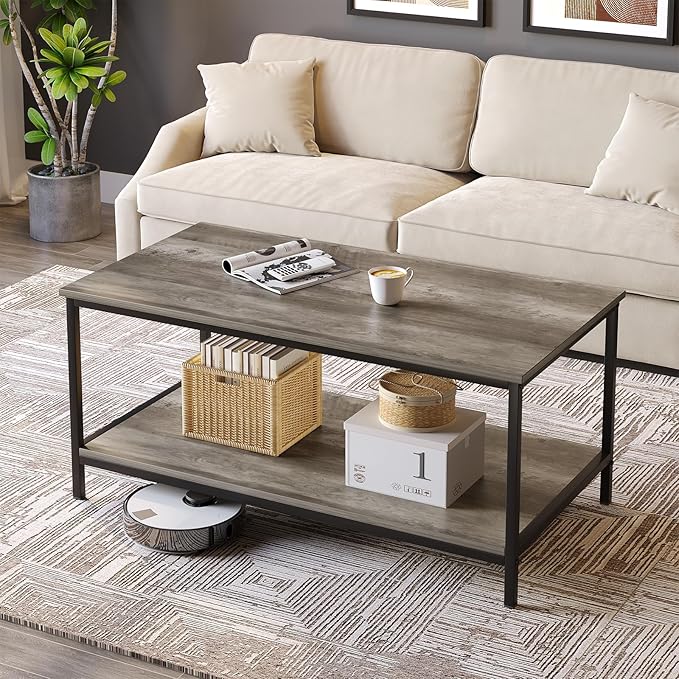 SAYGOER 2-Tier Coffee Table for Living Room Farmhouse Style Center Table - Image 7
