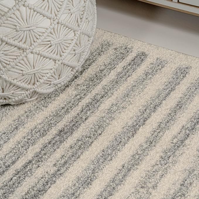 JONATHAN Y Khalil Modern Berber Stripe Cream/Gray Runner Rug, Contemporary - Image 6
