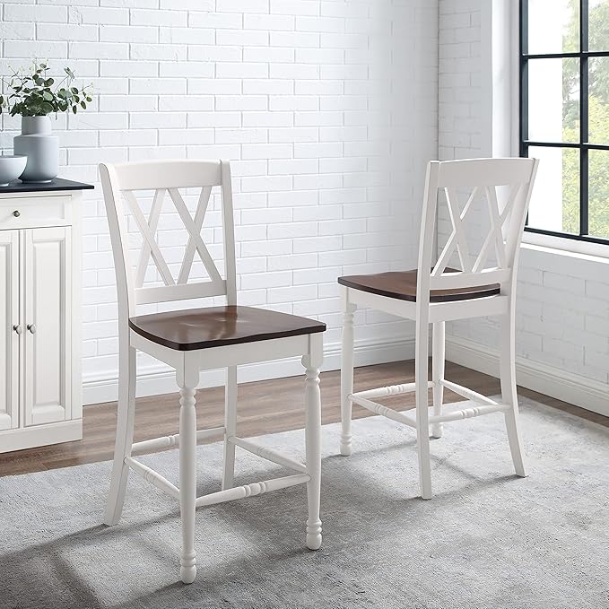Crosley Furniture Shelby Wood X Back Counter Height Bar Stools Set of 2 - Image 7