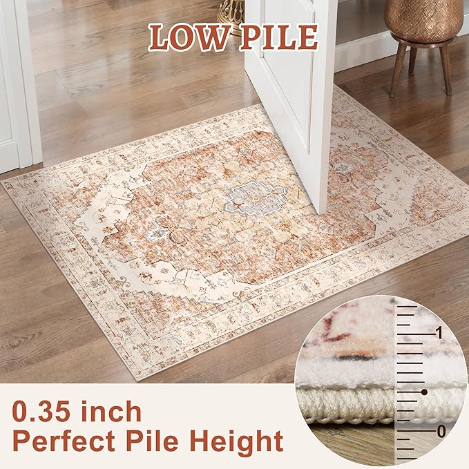 Tangsoo Area Rug 3x5 Bedroom Rug, Washable Vintage Indoor, Non Slip Accent - Image 3