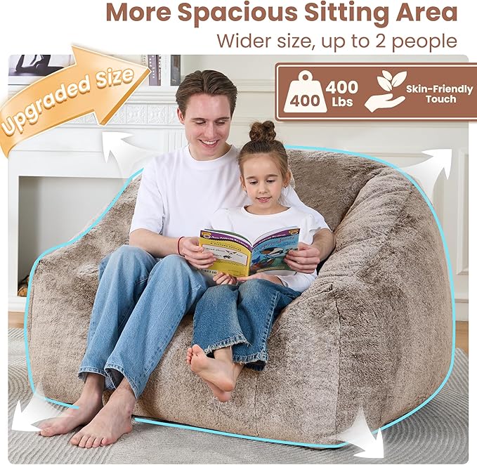 Bean Bag Chairs for Adults, Giant Beanbag Sofa Comfy Reading Chair, Oversized - Image 5