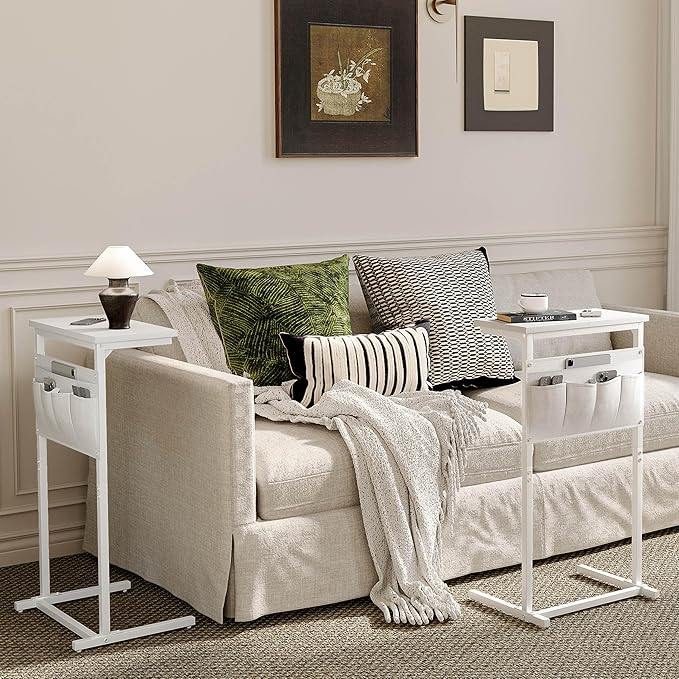 C Shaped End Table, Side Table for Sofa, Small TV Tray, Couch Table - Image 2