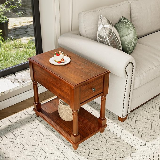 LEEMTORIG Solid Wood End Table Narrow Side Table - Image 4