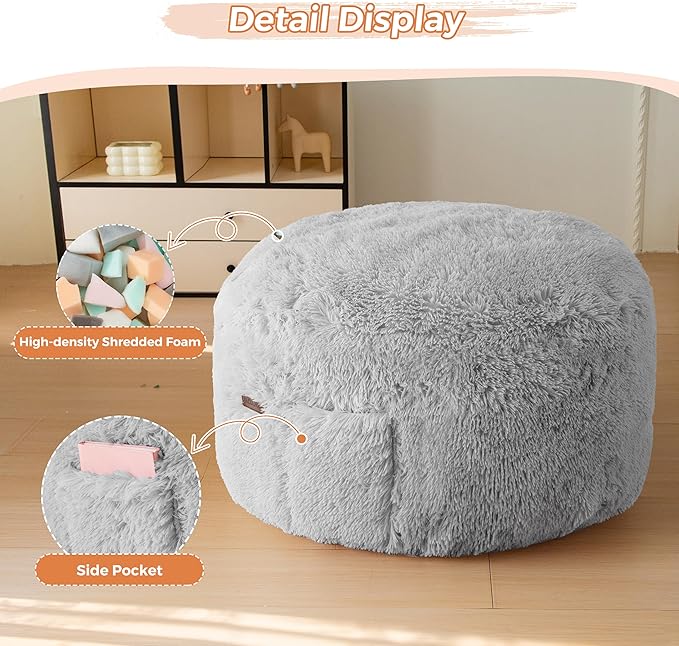 MAXYOYO Kids Bean Bag Chair, Stuffed Faux Fur Bean Bag - Image 6