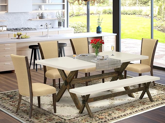 East West Furniture X727VE703-6 6 Piece Dining Room Table Set Contains a - Image 2