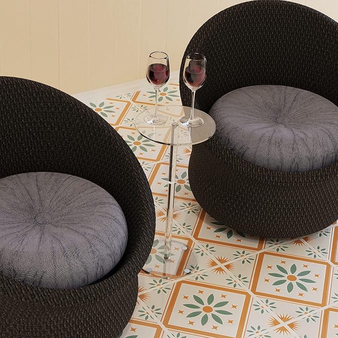 Small Side Table Acrylic Round Drink Table Clear End Table Modern Accent - Image 6