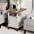 WAMPAT Narrow End Table with Charging Station, Farmhouse Side Table with Open by WAMPAT