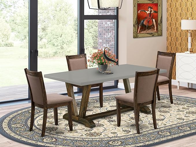 East West Furniture V797MZ748-5 5 Piece Modern Dining Table Set Includes a - Image 2