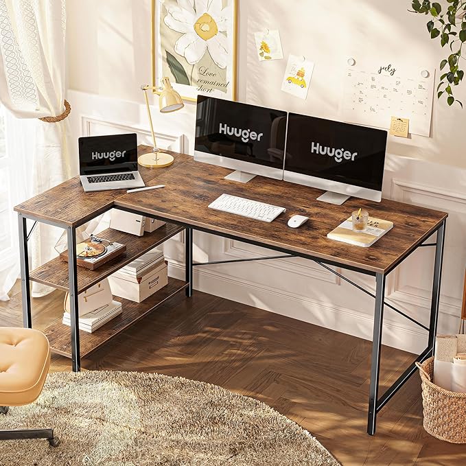 Huuger L Shaped Desk, 55 Inches Computer Desk - Image 2