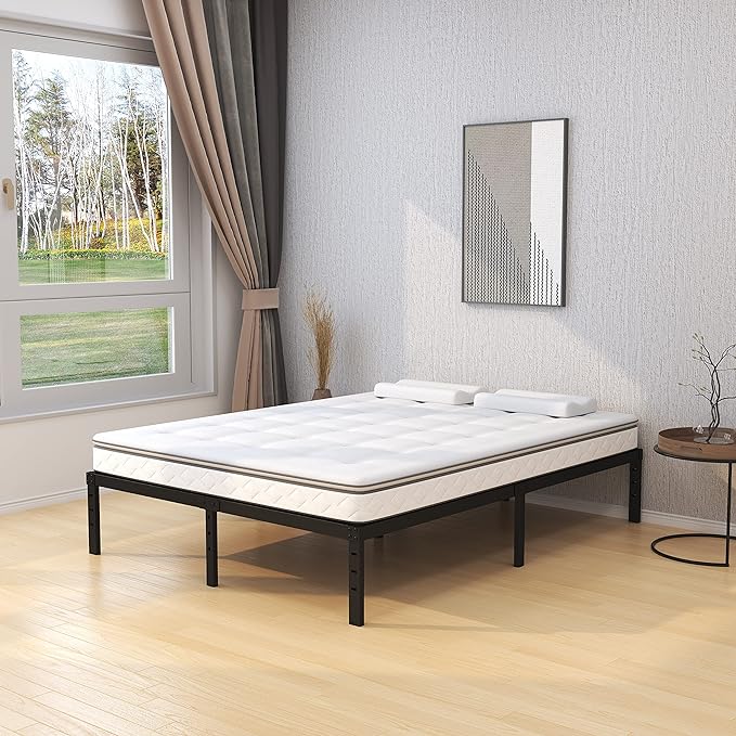 16 Inch Full Size Bed Frame No Box Spring Need, Metal Platform Full Bed Frames - Image 5