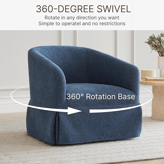 Swivel Accent Chair Set of 2, 360 Degree Performance Fabric Armchair Modern - Image 3