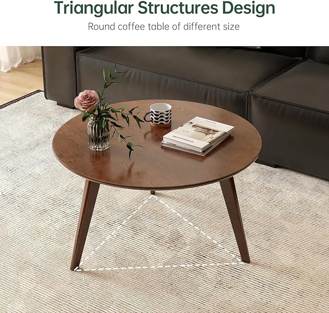 100% Solid Oak Wood Coffee Table Set, Round Coffee Table Combo Side Table - Image 9