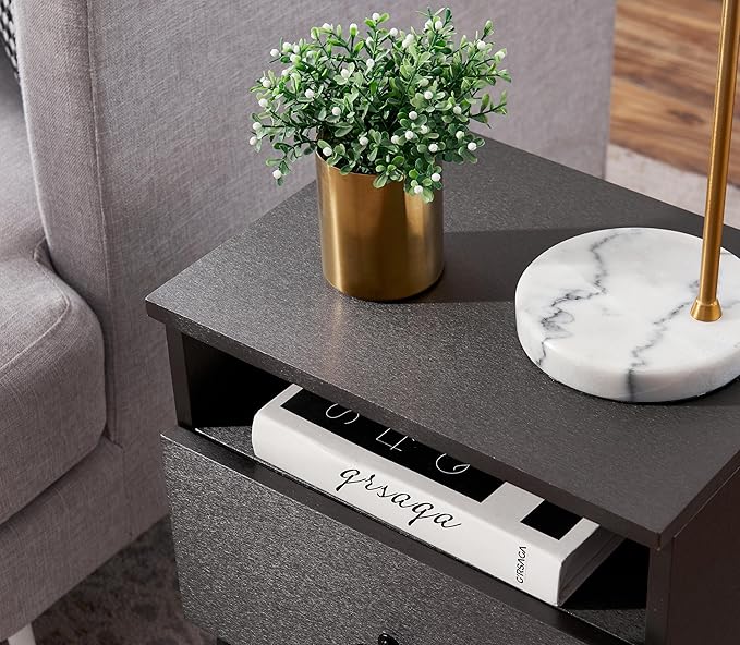 VECELO Modern Nightstands Set of 2, Square End Side Table - Image 7