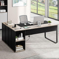 YITAHOME Executive Desk with Power Outlets, Executive Desk with Drawers & by YITAHOME