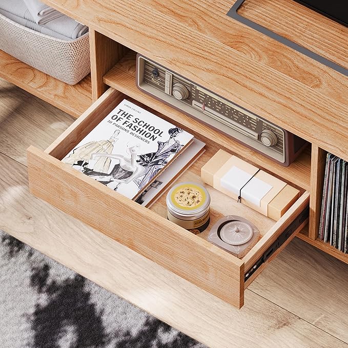 LINSY 70" TV Stand for TVs up to 80 Inch, Mid Century Modern Entertainment - Image 6