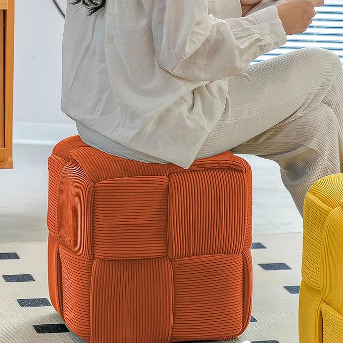 Ottoman Foot Rest Soft and Comfortable Ottoman Square Corduroy Woven Design - Image 4
