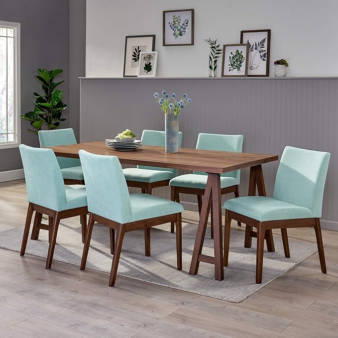 Christopher Knight Home Benson Mid-Century Modern 7 Piece Dining Set, Mint and - Image 2