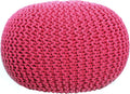 FRELISH DECOR Round Pouf Ottoman Hand Knitted 100% Cotton Pouf Foot Stool by FernishDecor