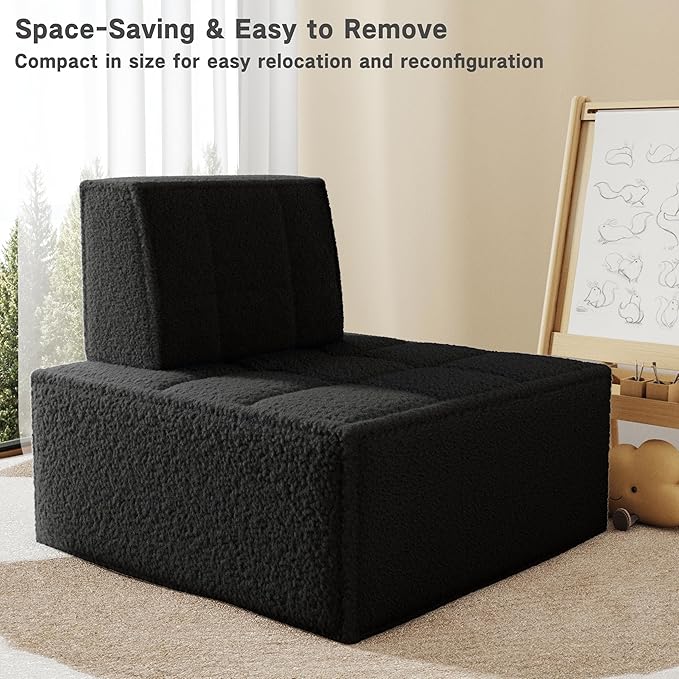 Modular Sherpa Sofa Chair, Cozy Floor Lounge Seating, No Armrests, Small Sofa - Image 10