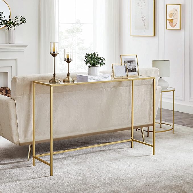 VASAGLE 47.2 Inches Console Table, Tempered Glass Sofa Table, Modern Entryway - Image 4