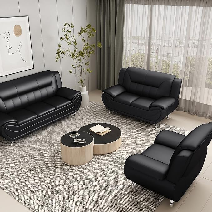 Container Furniture Direct Michael Modern Faux Leather Upholstered Stainless - Image 16